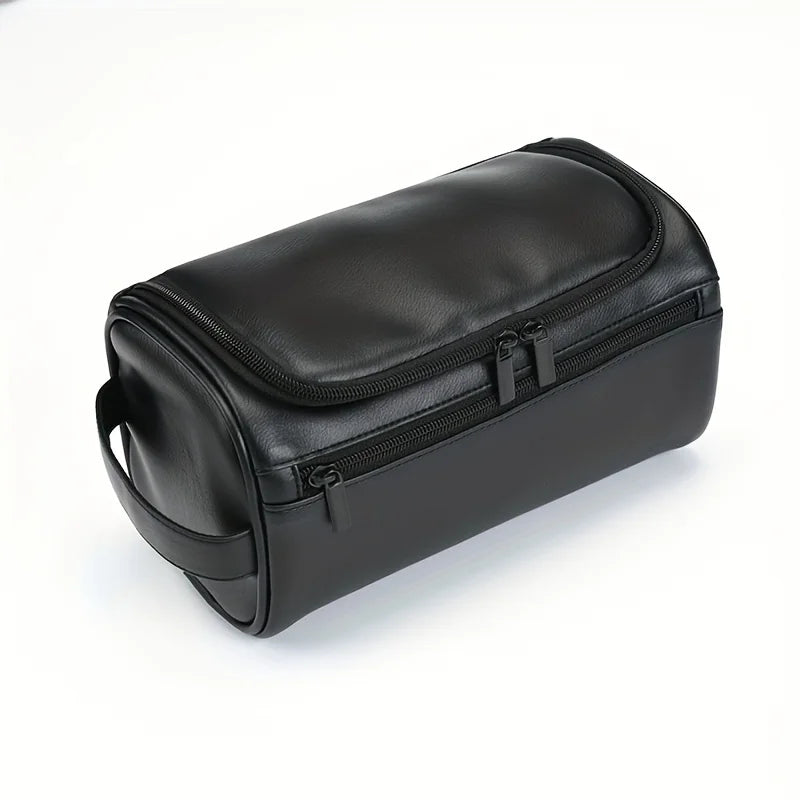 [Compact] Large Capacity Toiletry Bag for Men - Durable PU, Lightweight & Spill-Proof Travel Organizer with Zipper Closure