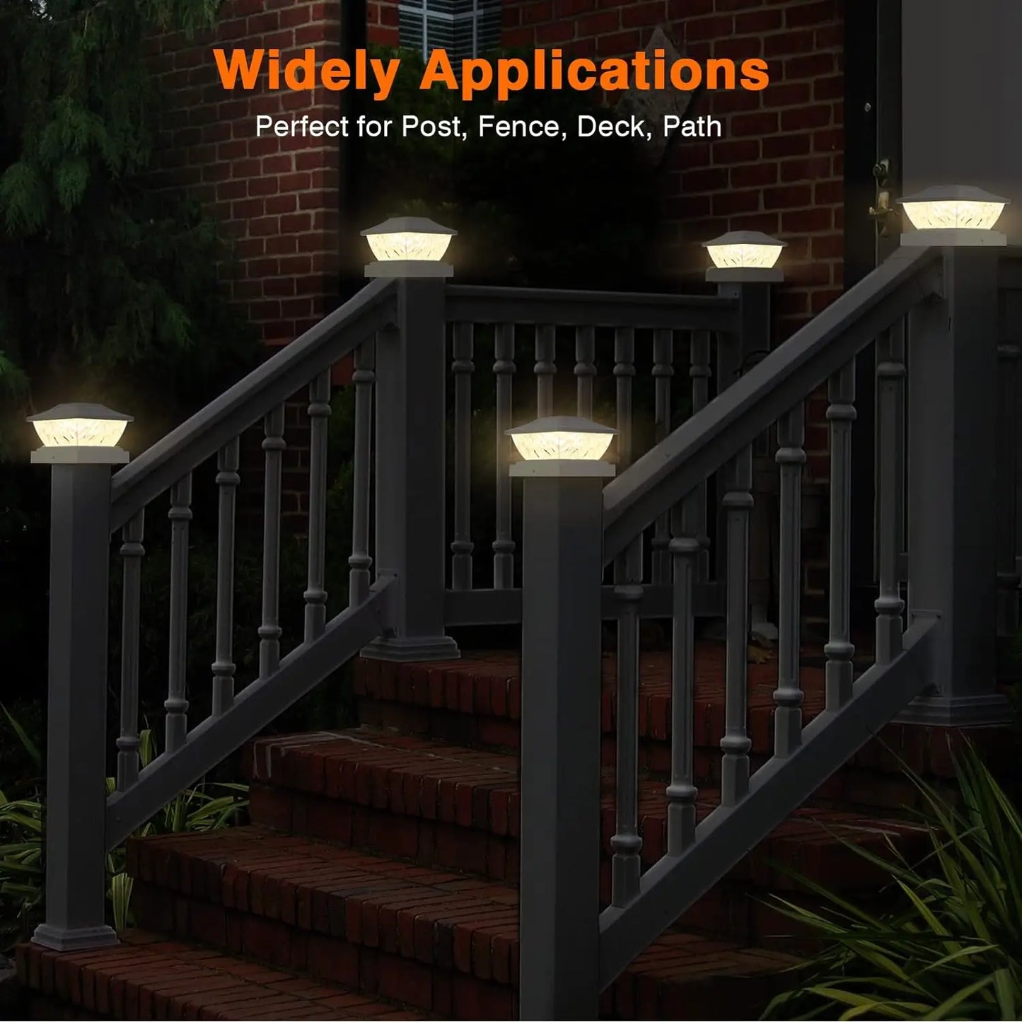 4 6 8 12 Pack Solar Post Lights 2 Mode Bright White Solar Powered Deck Lights For 4x4 4.5x4.5 5x5 Posts Garden Decor