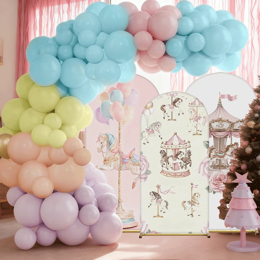 Carousel Theme Arch Backdrop For Kids Birthday Parties