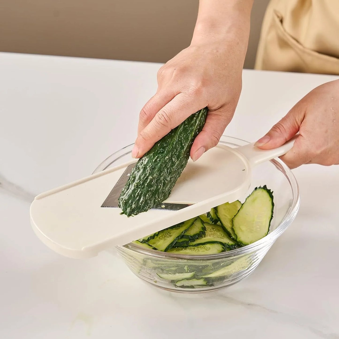 Handheld Slicer for Green Cabbage & Lettuce Fast Thin Salad Vegetable Cutter with Safe Grip Kitchen Gadget for Quick Prep