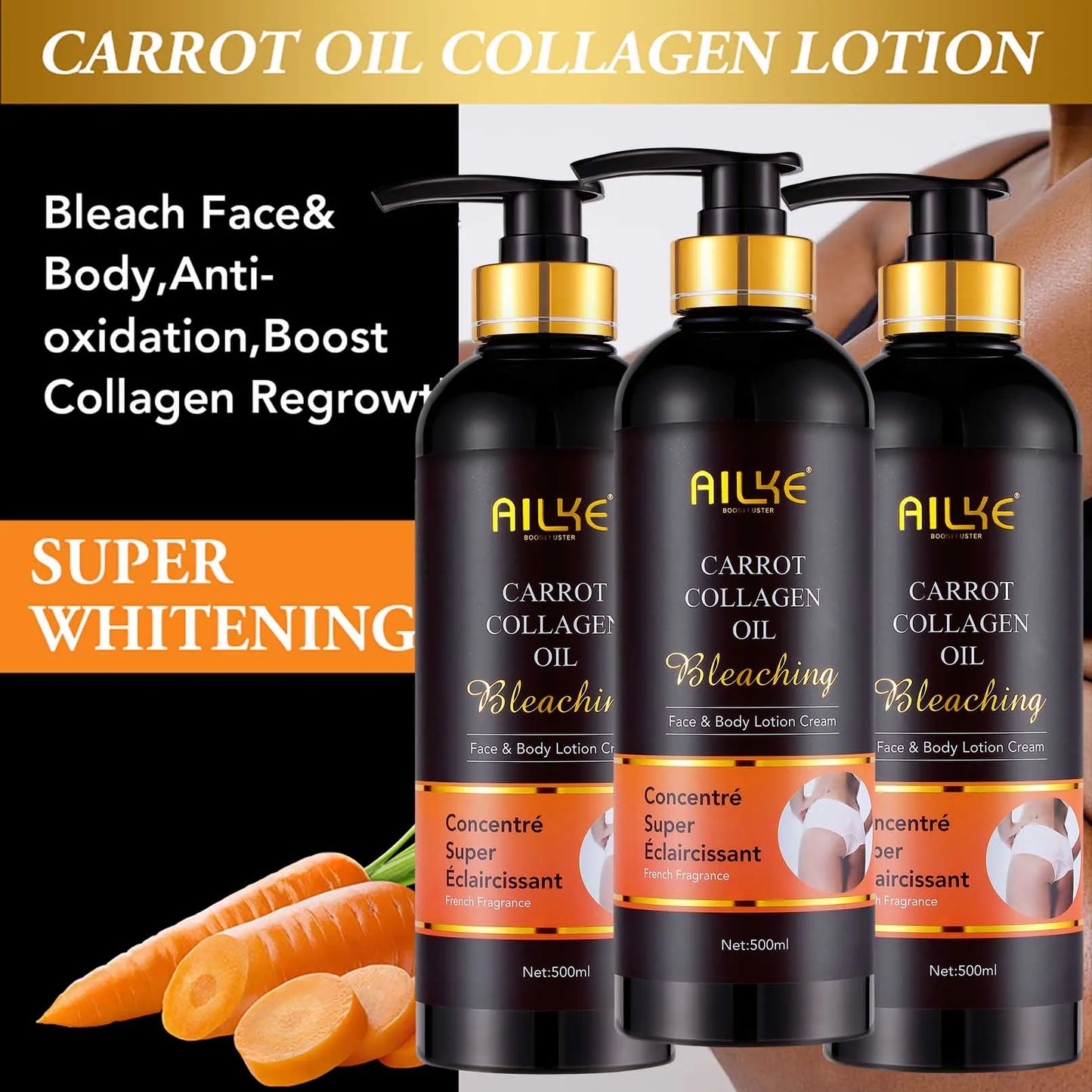 AILKE Whitening Skincare Kit Collagen Carrot Oil For All