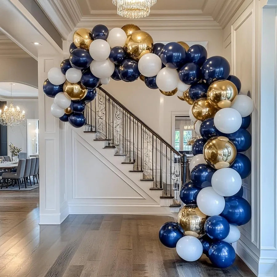 135Pcs Navy Blue Balloons Set for Garland Arch Decorations at Graduation and Birthday Parties 18 12 10 and 5 Inches