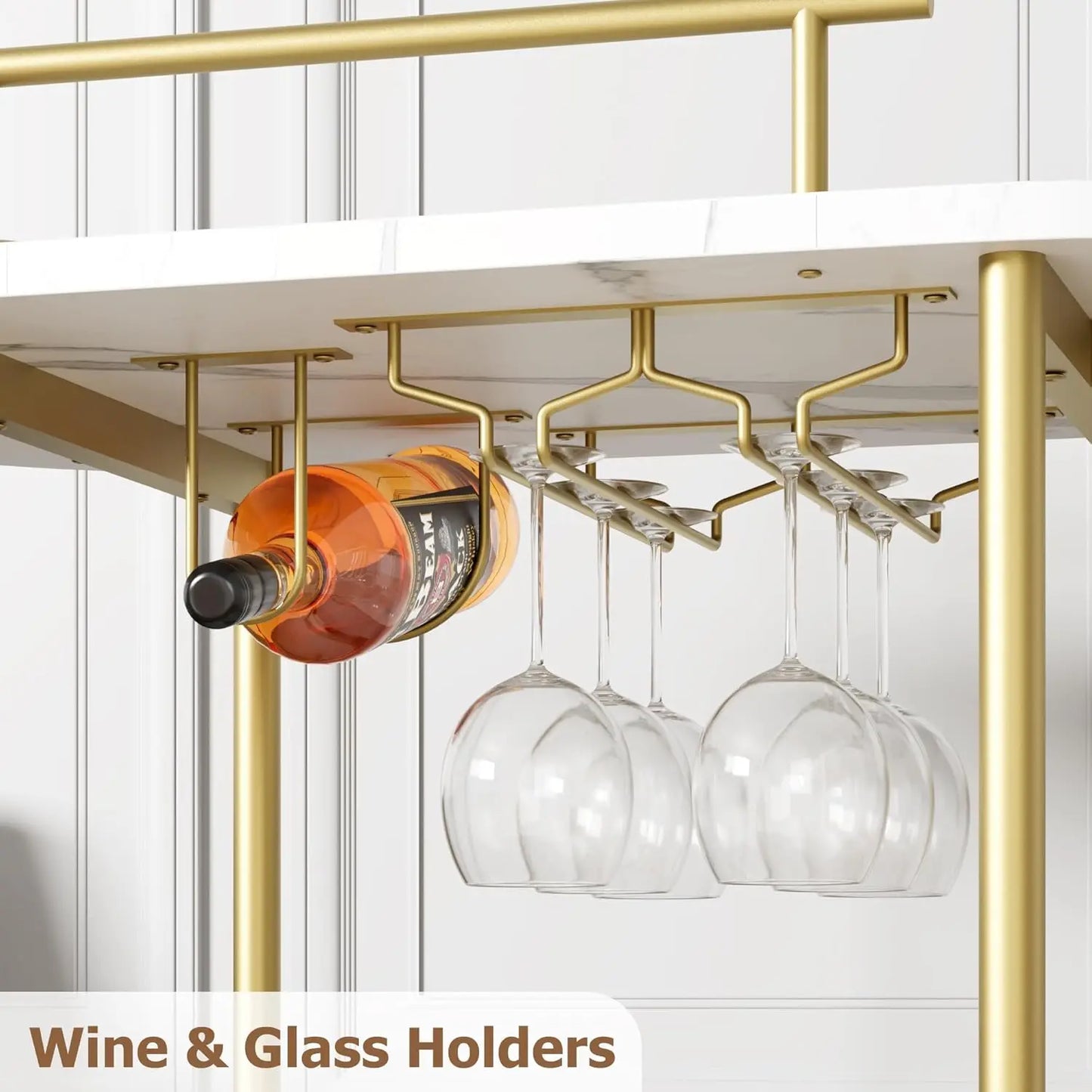 HobbyLane Bar Cart With 4-Tier Storage And Wine Rack