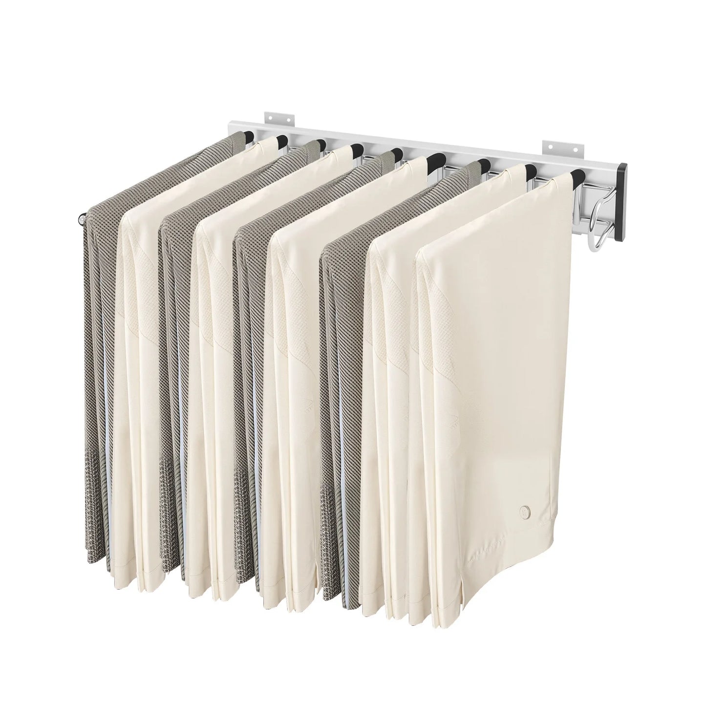 9-Rod Side Mounted Trouser Hanger, 35 lbs Pull Out Trousers Rack, Sliding Pants Rack W/ Flocked Bars for Pants, Ties