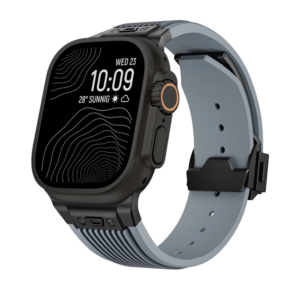 Silicone Strap for Apple Watch Ultra 2 49mm With Metal Buckle Compatible With Series 9 8 7 SE 10 And 46 45 44 42mm