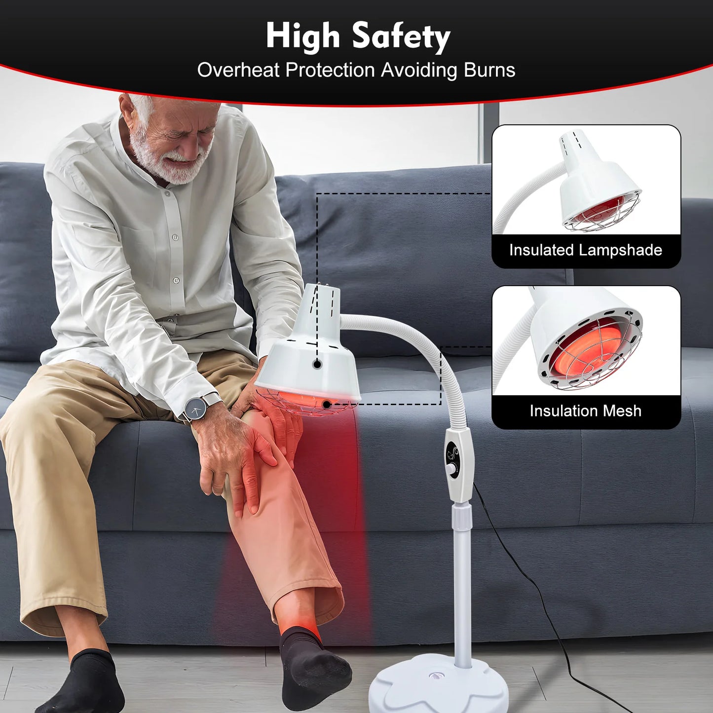 Hign-concerned Infrared Heat Lamp 275W Therapy Lamp With Stand