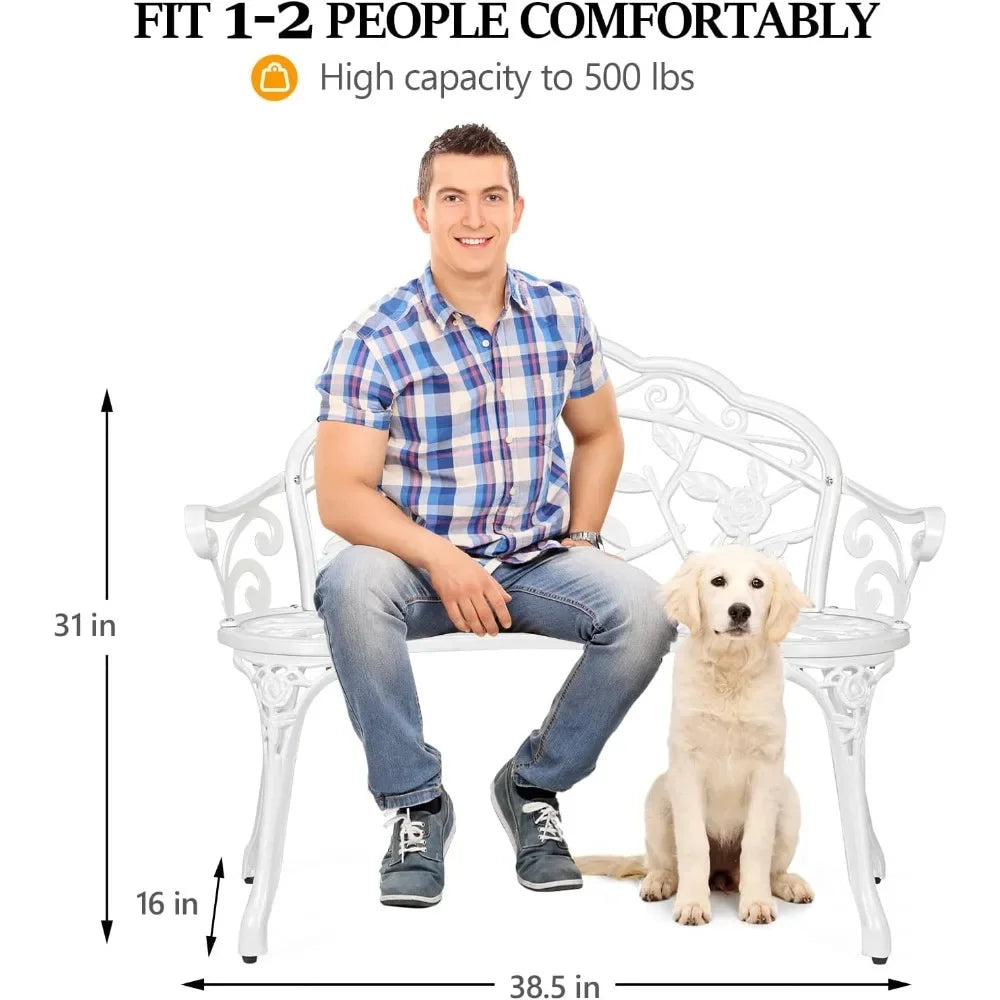 Angduo Patio Rose Garden Bench Cast Aluminum Frame