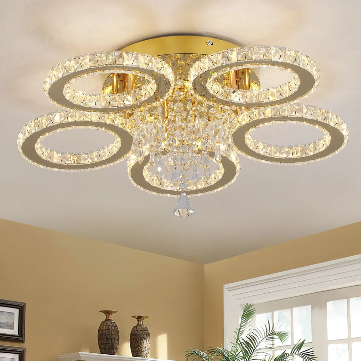 Modern Led Ceiling Light Modern Home Decoration Crystal Chandelier Luxury Living Room Dining Gold Ceiling Lamp Lighting