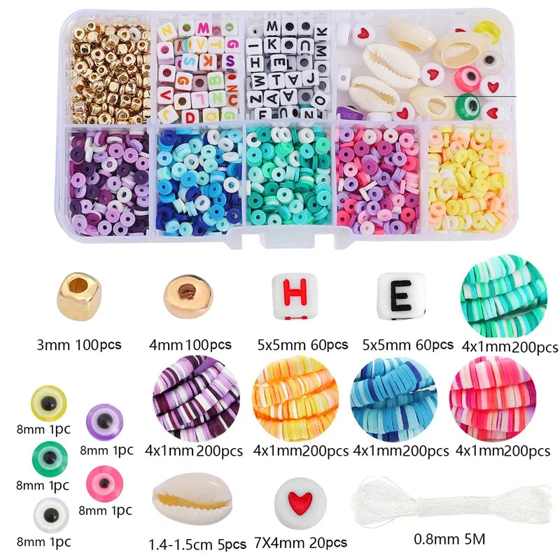 Jewelry accessories kit 4mm soft ceramic+letter beads+accessories Charms DIY jewelry creation beads Jewelry making materials
