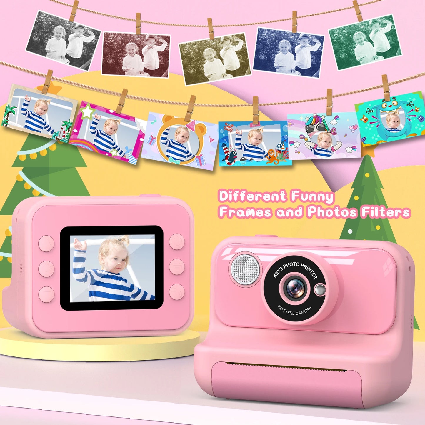 GofunlyCN Kids Instant Print Camera 1080P Mini Digital Toy