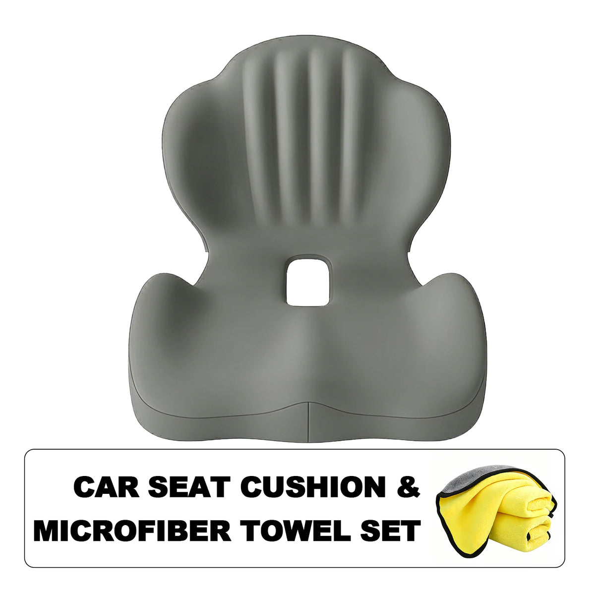 Car Seat Cushion and Microfiber Towel Set & Breathable Hollow Design - Medium-Soft Compressible Chair Cushion for Posture Support, Buttock Cushion for Home Office, Desk, or Car Seat, Seat Cushion for Chair, Posture Improvemen