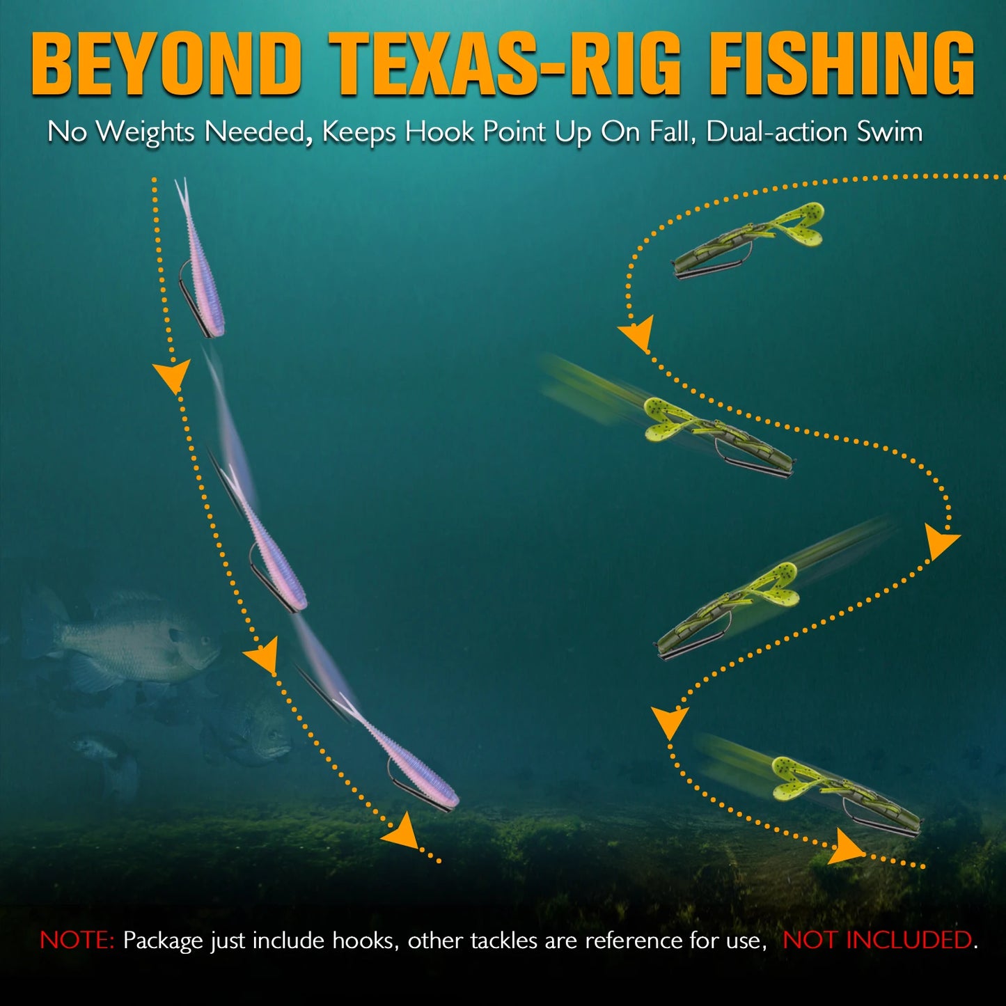 Dovesun 12PCS Ozark Rig Fishing Hooks Weedless Jig Heads for Fishing, 3/0 Texas Rig Hooks Jig Heads for Saltwater & Freshwater