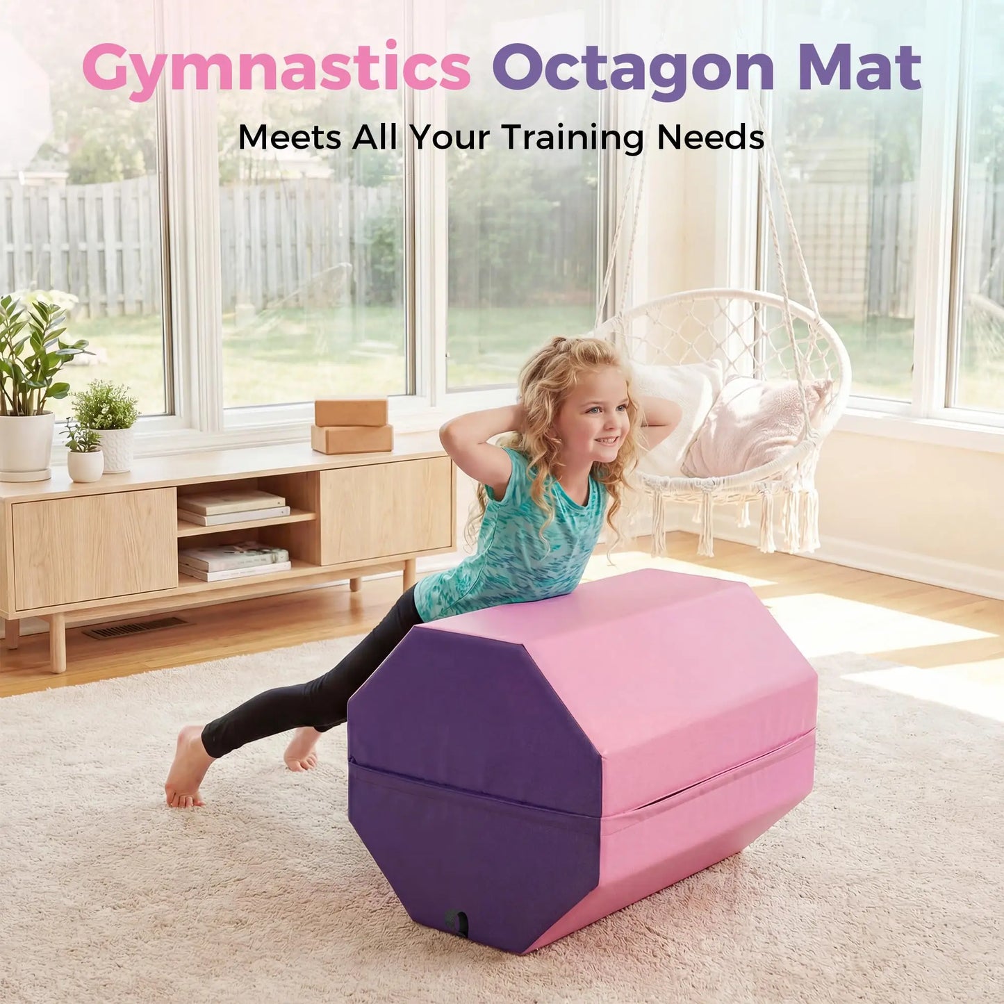 Skill Shape Backbend Somersault Trainer Mat 19"x19"x23" Octagon Gymnastics Tumbling Mat High Density Waterproof Foam Mat for Cheerleading Martial Arts Home Training