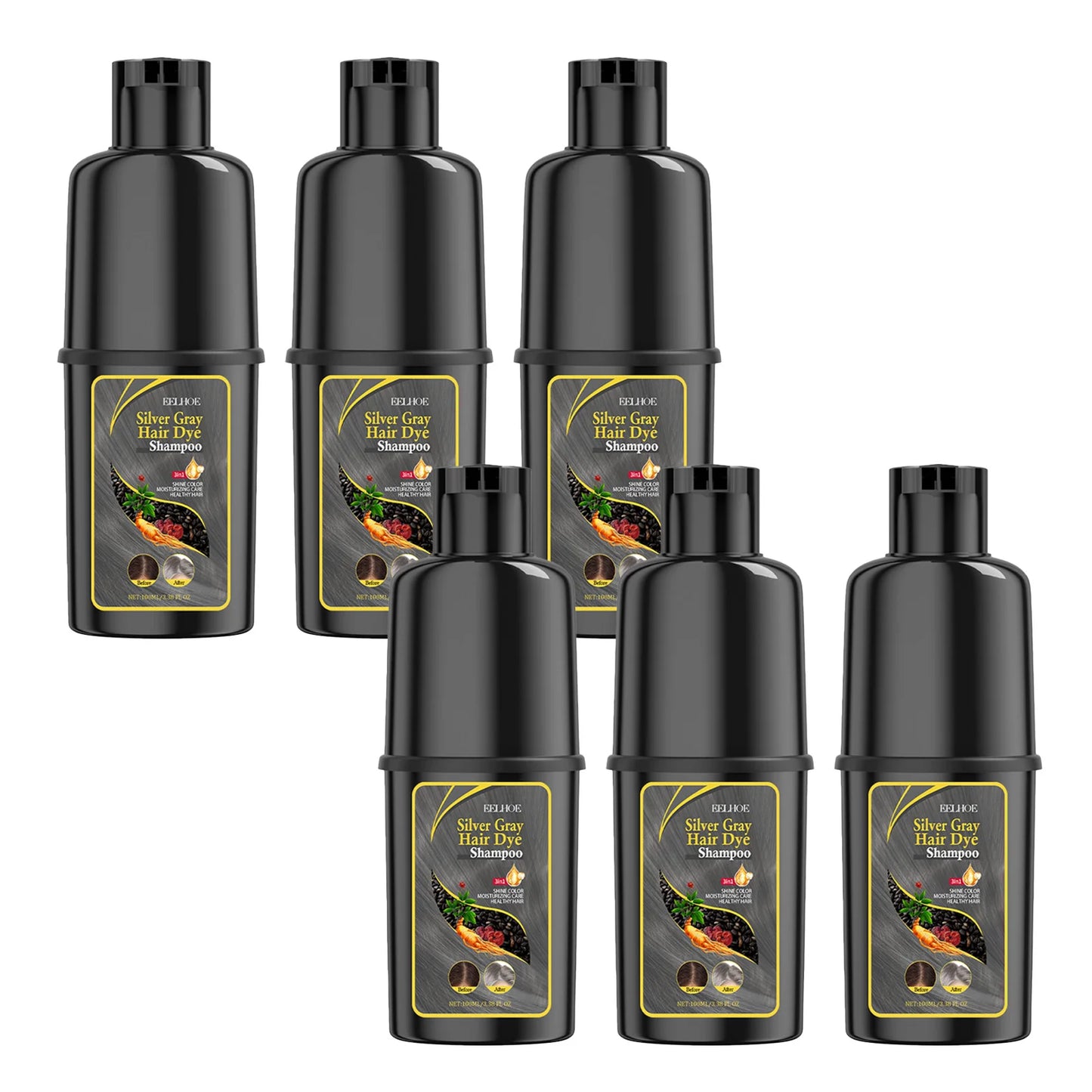 EELHOE 100ml Hair Dye Shampoo Silver Gray Quickly Dye Moisturize Make Hair Soft Shiny High-efficiency Dye Safe Gentle Hair Care