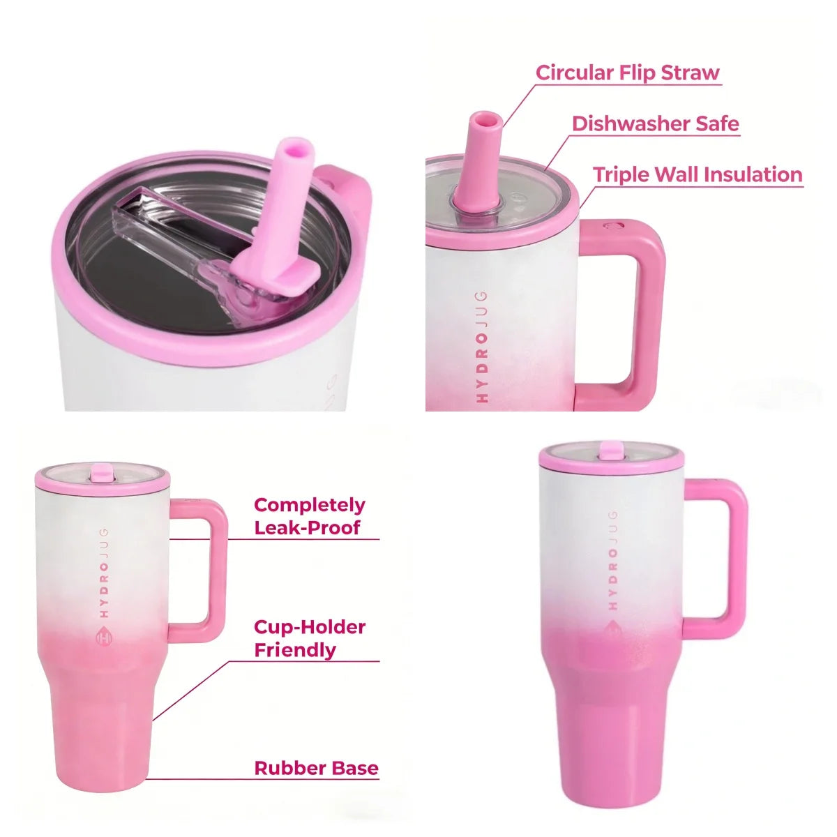 Insulated Stainless Steel Travel Water Bottle With Flip Straw And Handle
