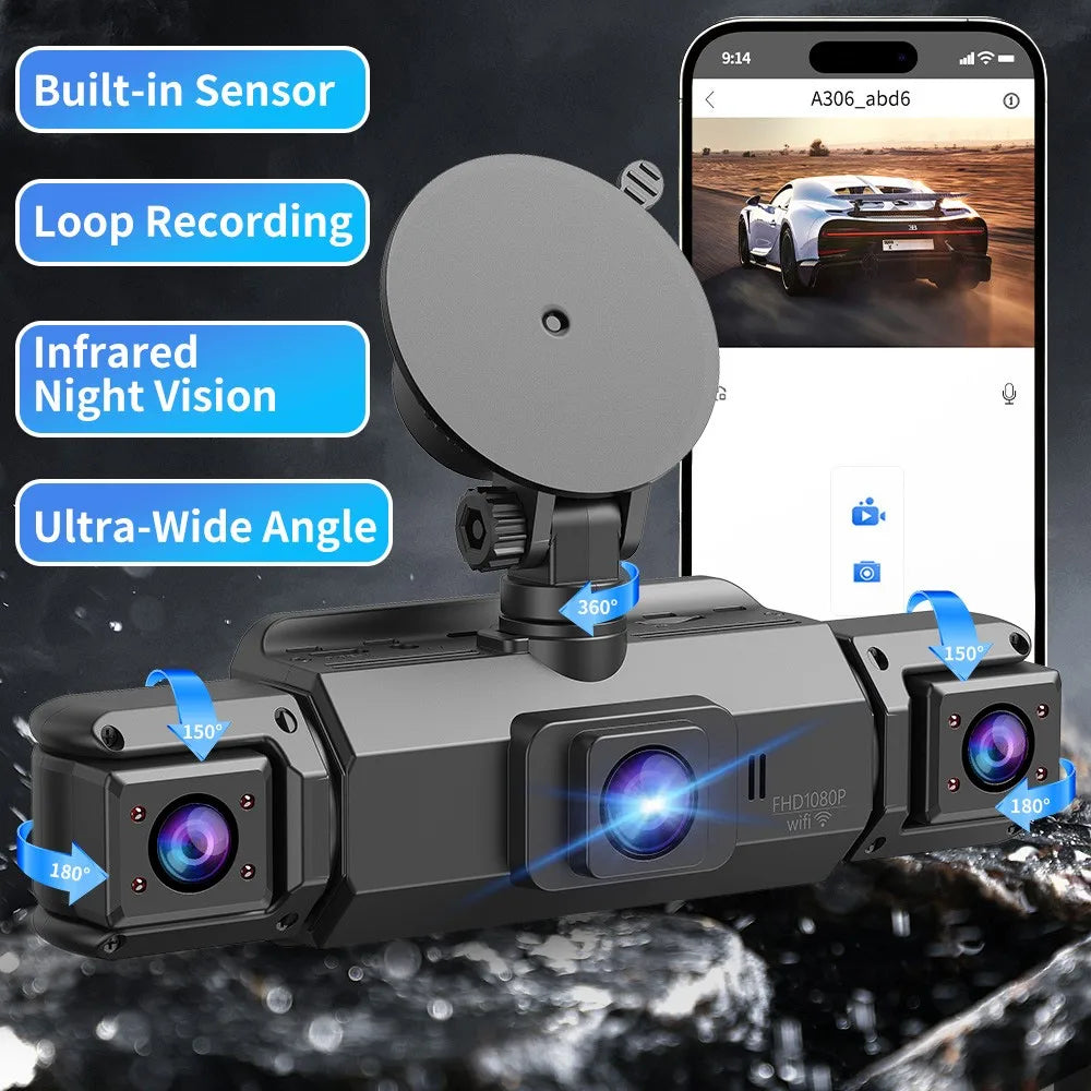 4K Dash Cam 4-Channel With WiFi Night Vision Loop Recording