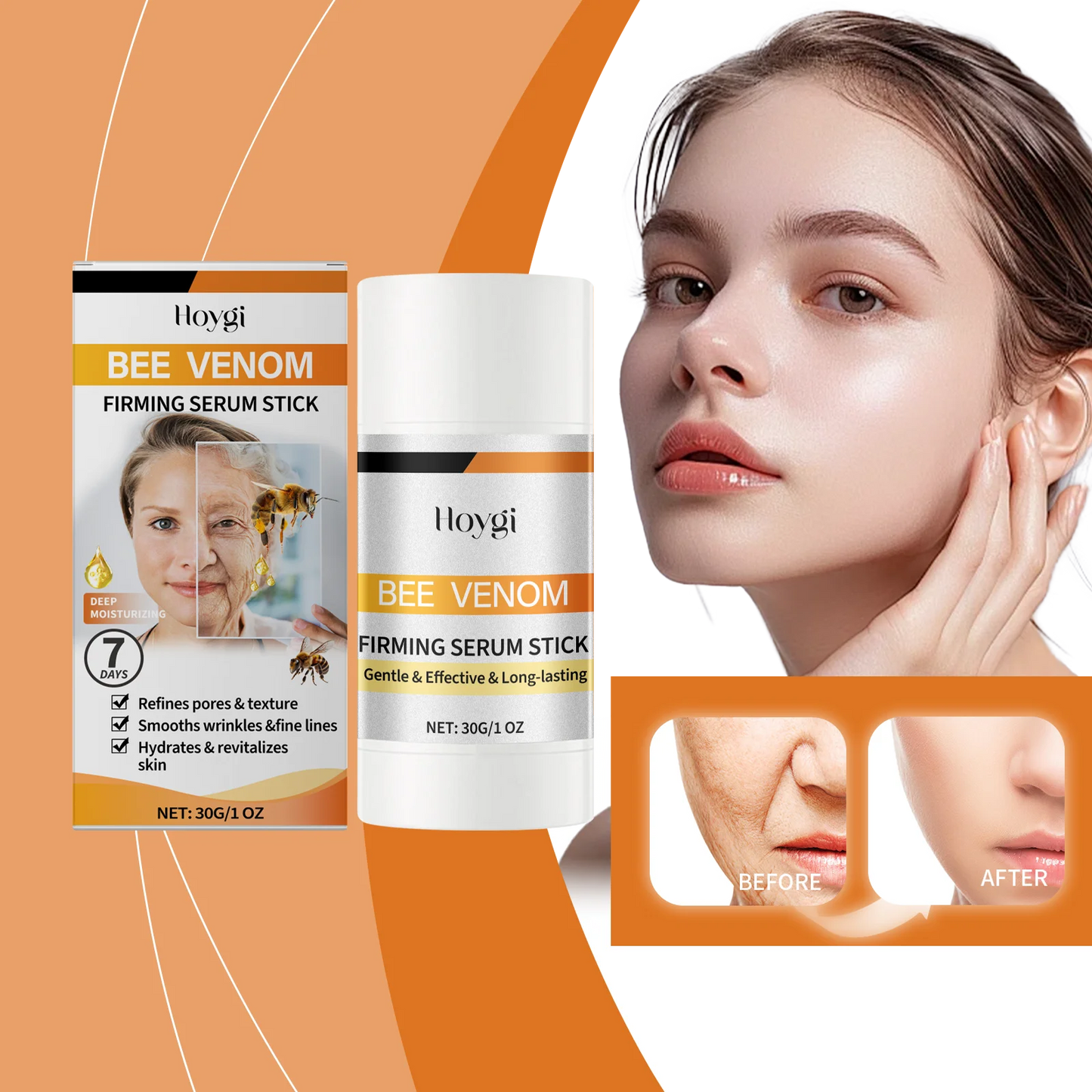 Hoygi 4Pcs Face Essence Stick Nourishes Skin Elasticity Moisturizes Tightening