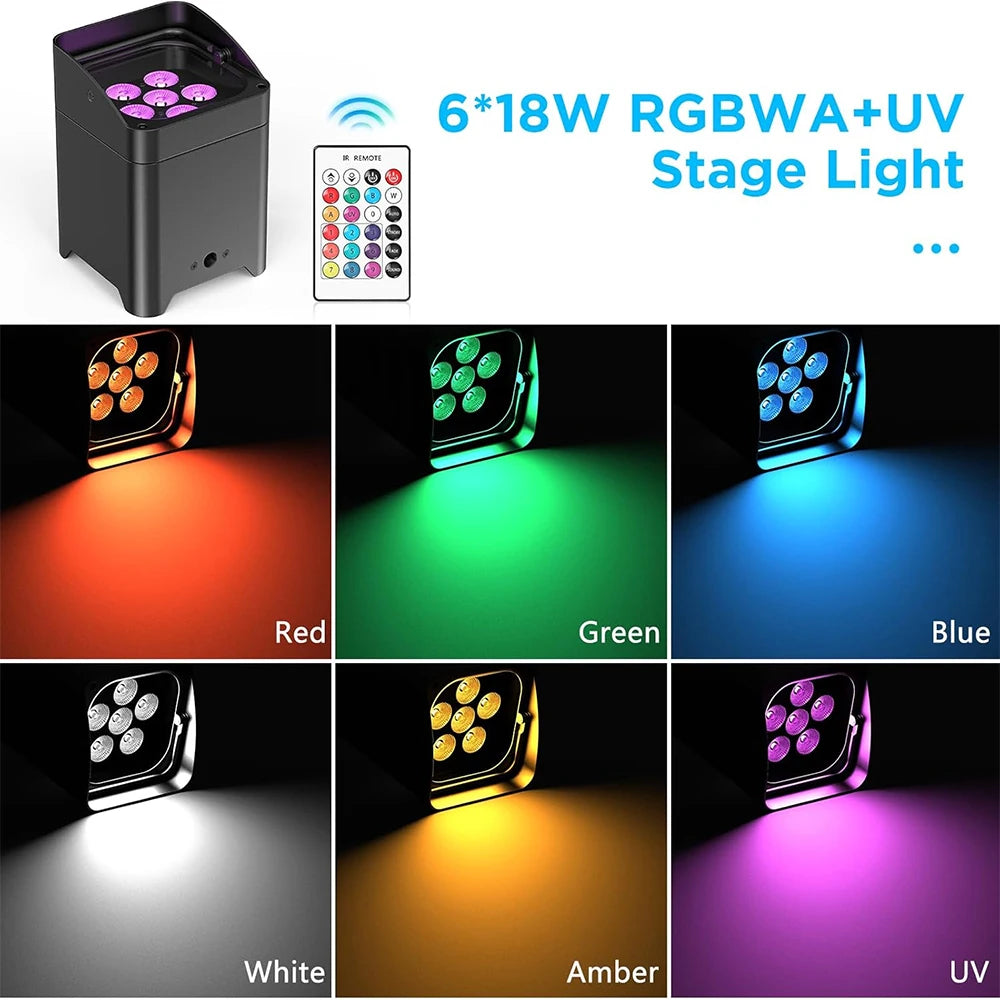 GOTSTAGE Wireless 6-in-1 RGBAW UV Par Light with Remote