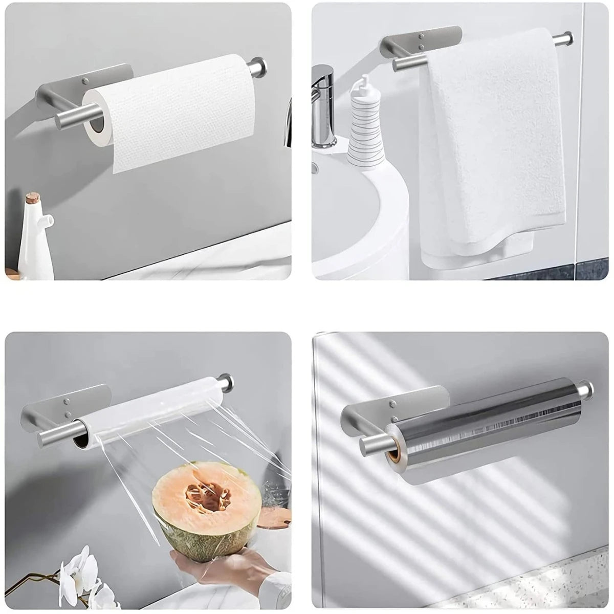Paper Towel Holder Adhesive Wall Mount Kitchen Organizer