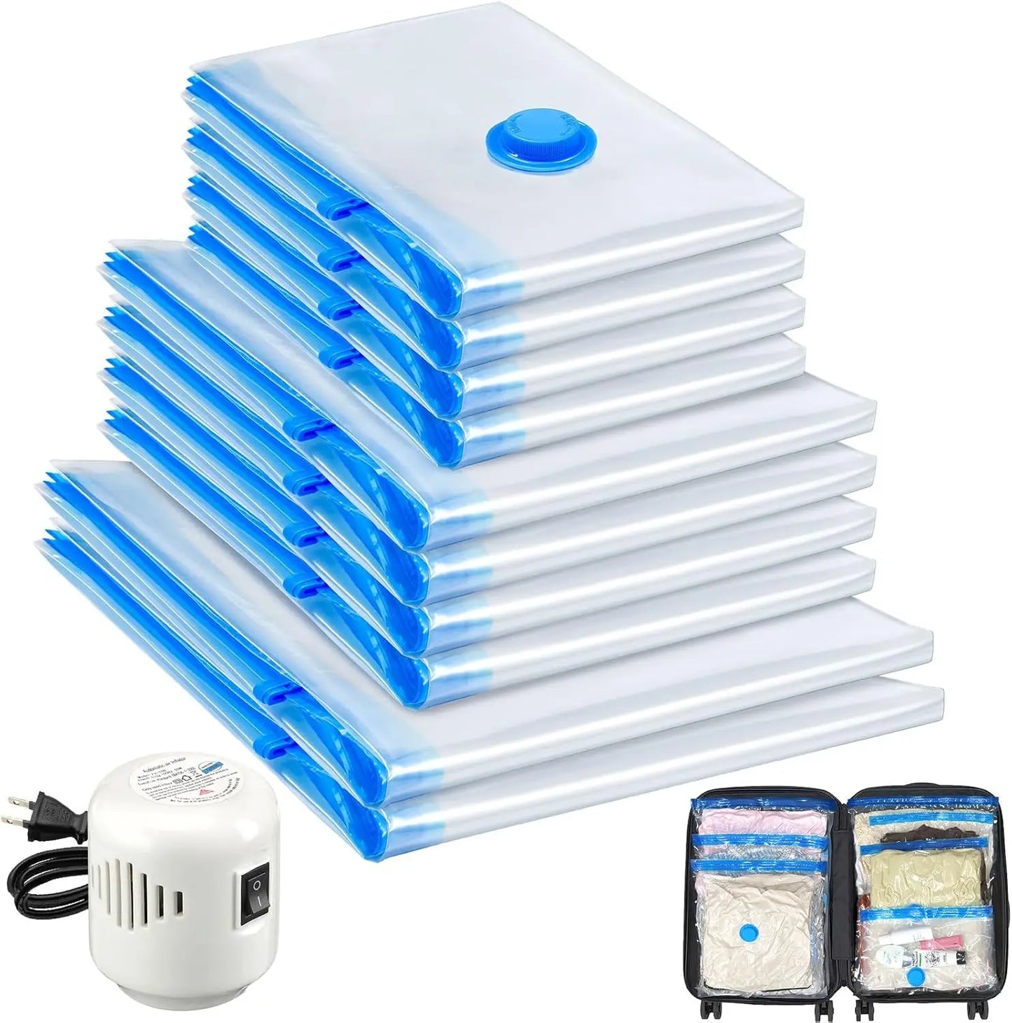Travel Vacuum Storage Bags With Electric Pump 10 Pack