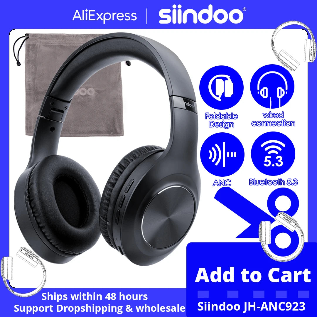 Siindoo JH-ANC923 Active Noise Cancelling Bluetooth Headset