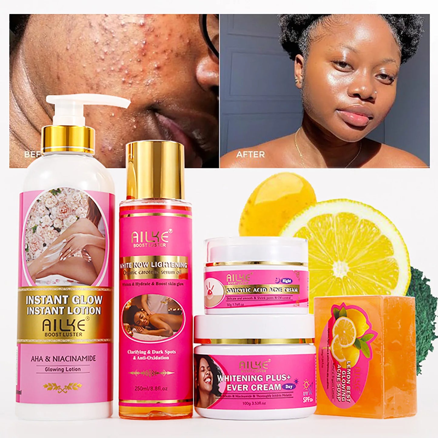 AILKE AHA Organic Brightening Set for All Skin Types