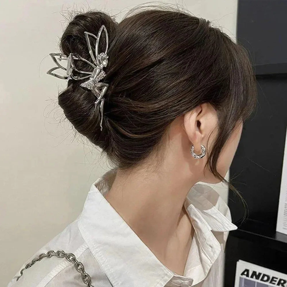 Metal Hair Claw Clip For Shiny Rhinestone Crystal Little Angel Headwear Hairpin Girl Ponytail Claws Clips Elf Hairs Accessories