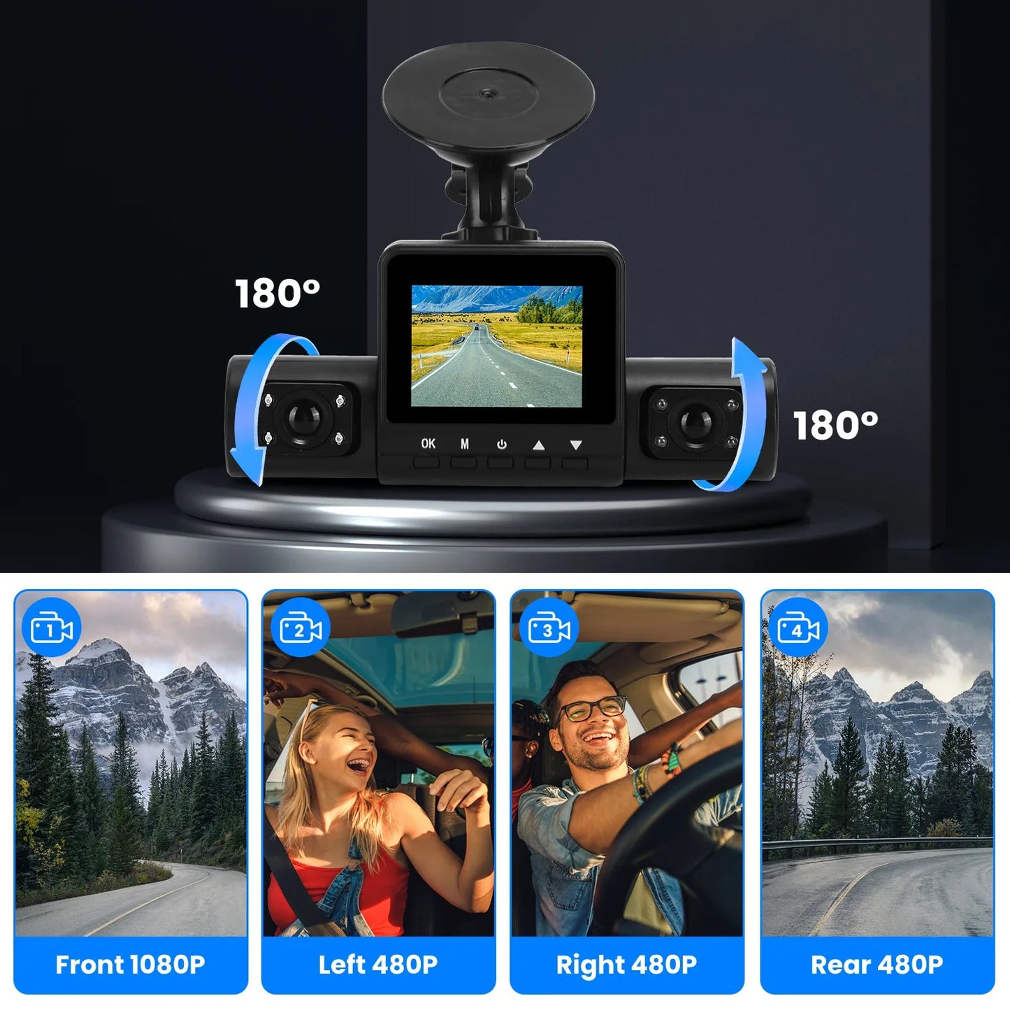 4 Channel 360 Dash Cam Front Rear IR Night Vision