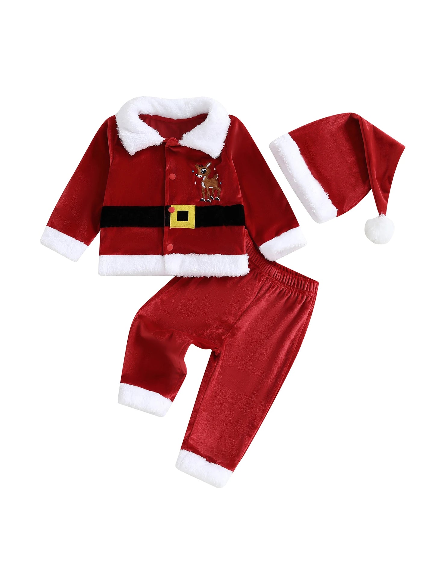 Guangdong Santa Velvet Kids Outfit Reindeer Coat Hat Set