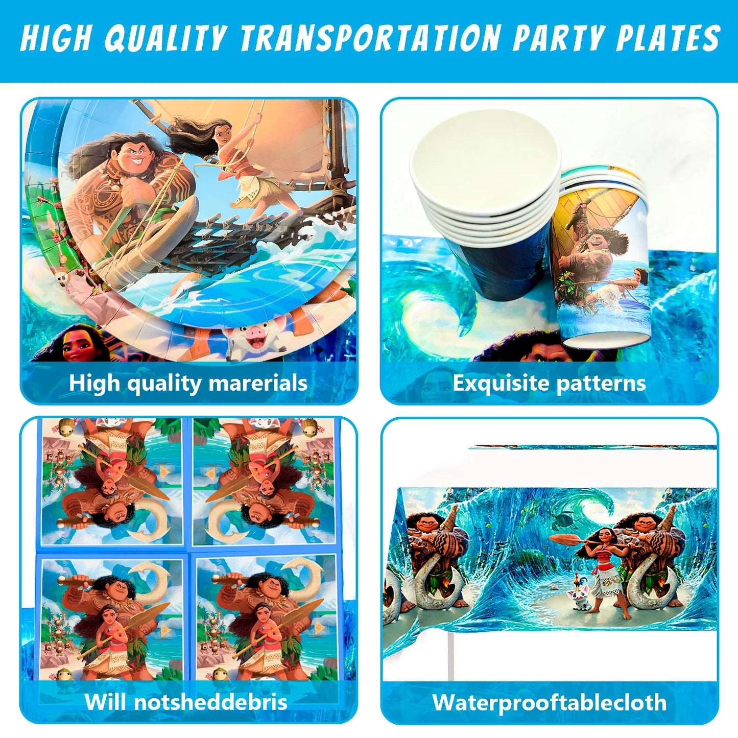 Fruitful Party Moana Birthday Party Supplies Set 85pcs