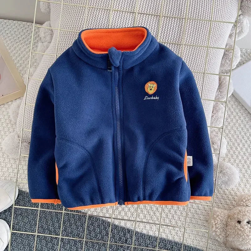 SEUONMCN Polar Fleece Hooded Cardigan Jacket For Kids