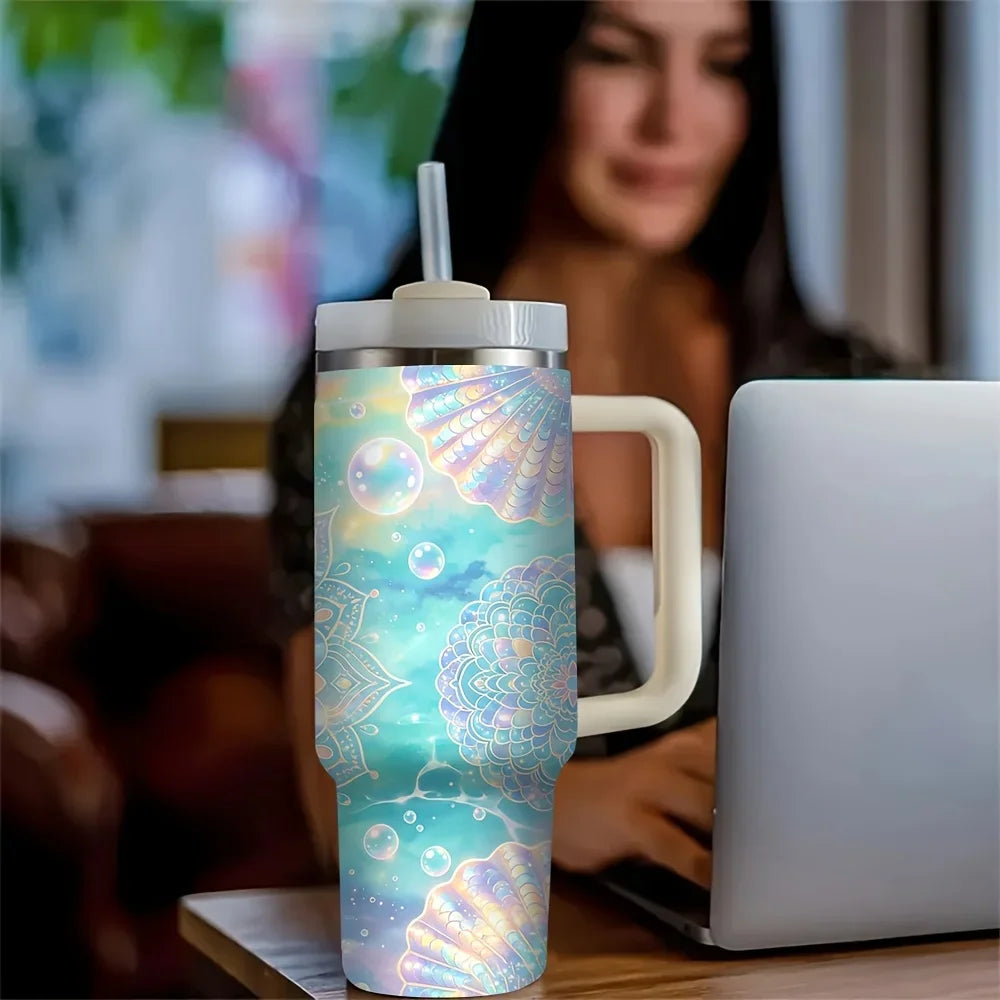 Insulated Stainless Steel Tumbler With Handle For Hot Cold Drinks