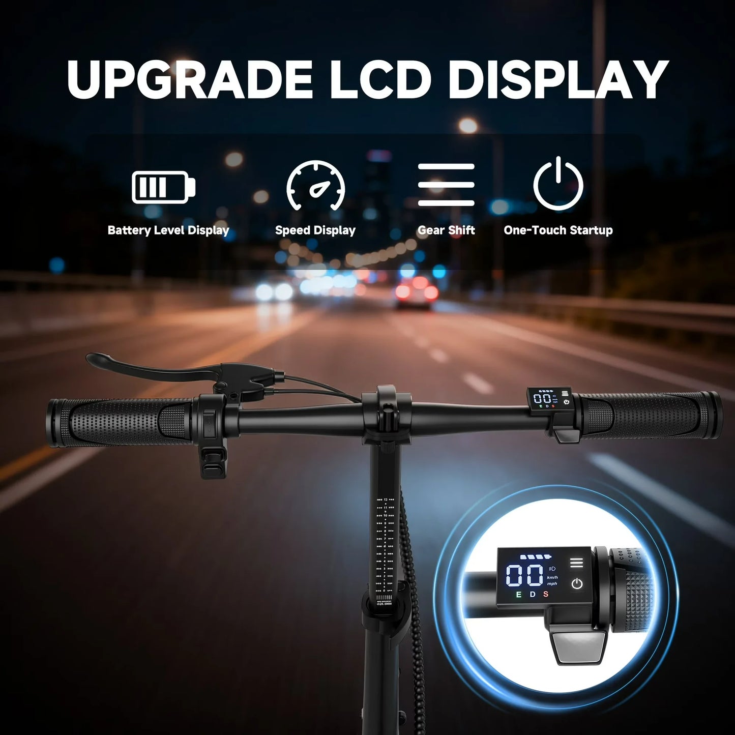 14inch Electric Scooter for Adults,Up to 22Mph Max Speed, 500W Motor, 28 Miles Max Range, Folding E-Bike with Dual Suspension