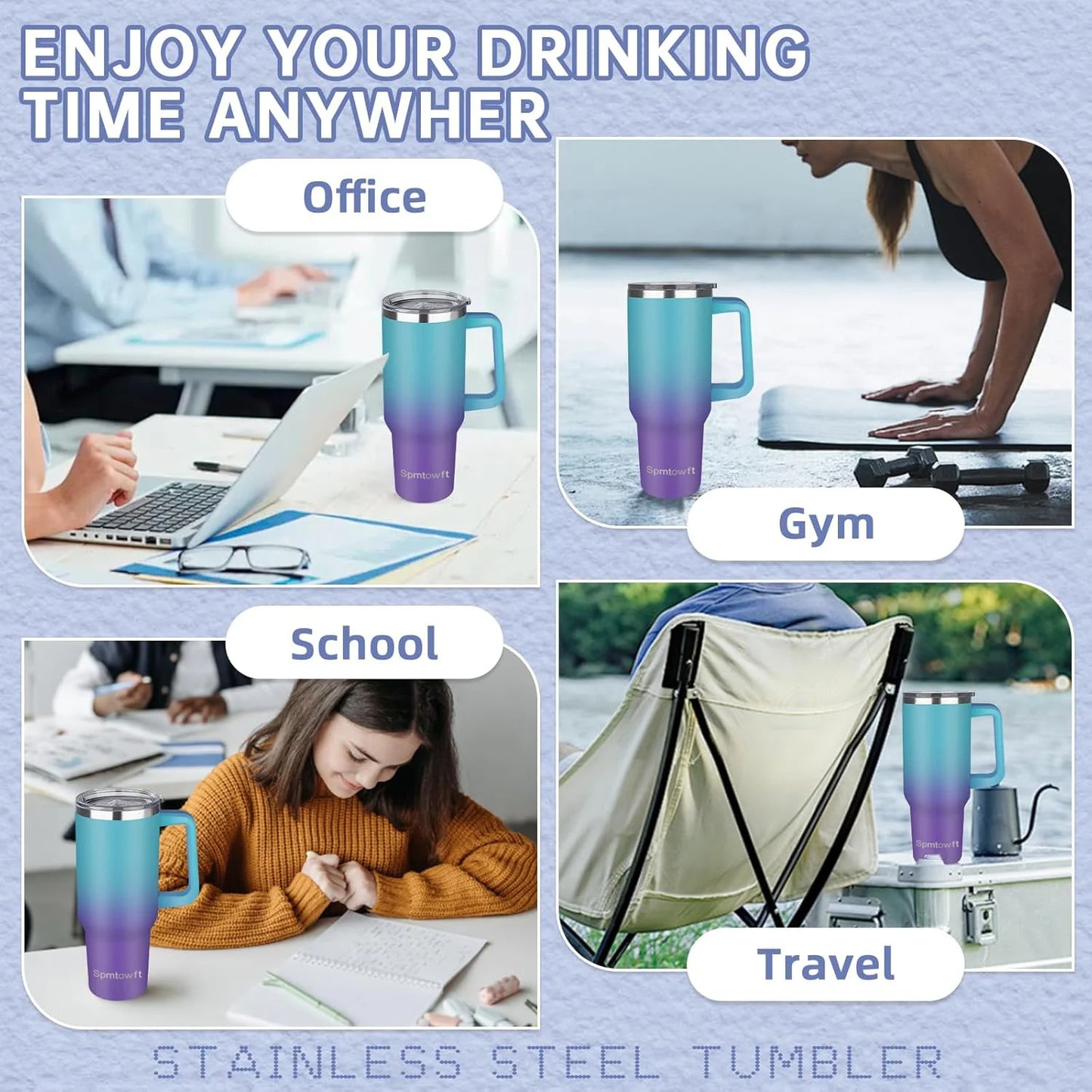 Double Wall Stainless Steel Insulated Tumbler With Handle