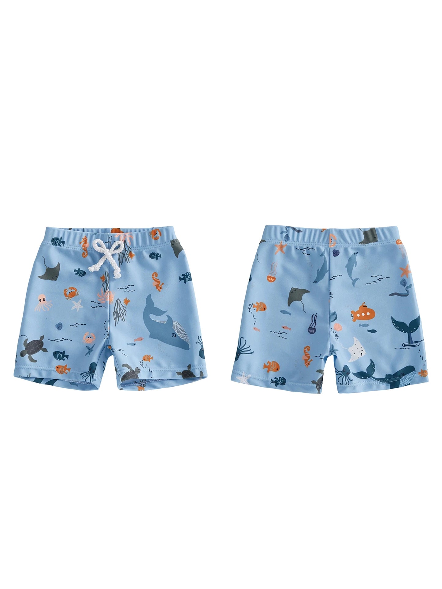Kids Shark Print Quick Dry Swim Shorts For Summer Beachwear