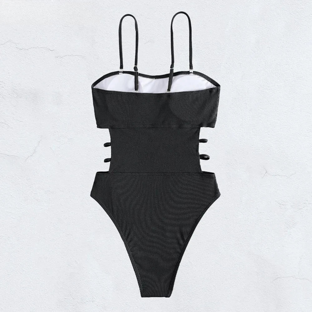 Women Push Up Strapped One Piece Swimsuit High Cut Monokini