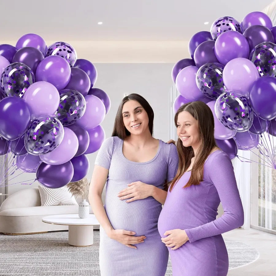 60 Pcs Purple Balloons 12 Inch Metallic Pastel Dark Purple Confetti For Birthday Wedding Baby Shower Party