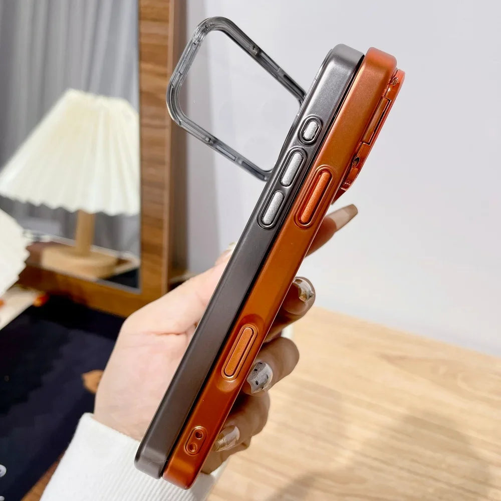 DANAISUFEI Fold Glass Camera Stand Case For iPhone 17 Series