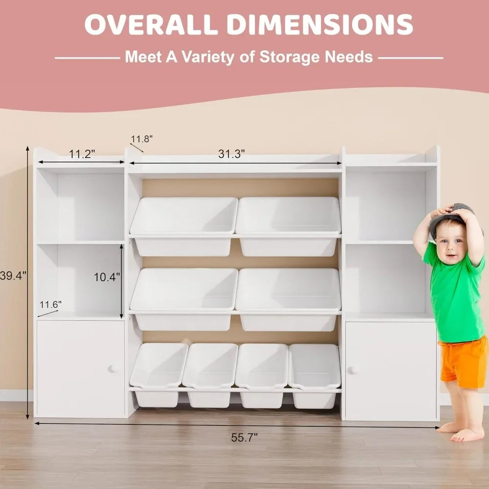 Angduo Kids Toy Storage Organizer With 8 Removable Bins