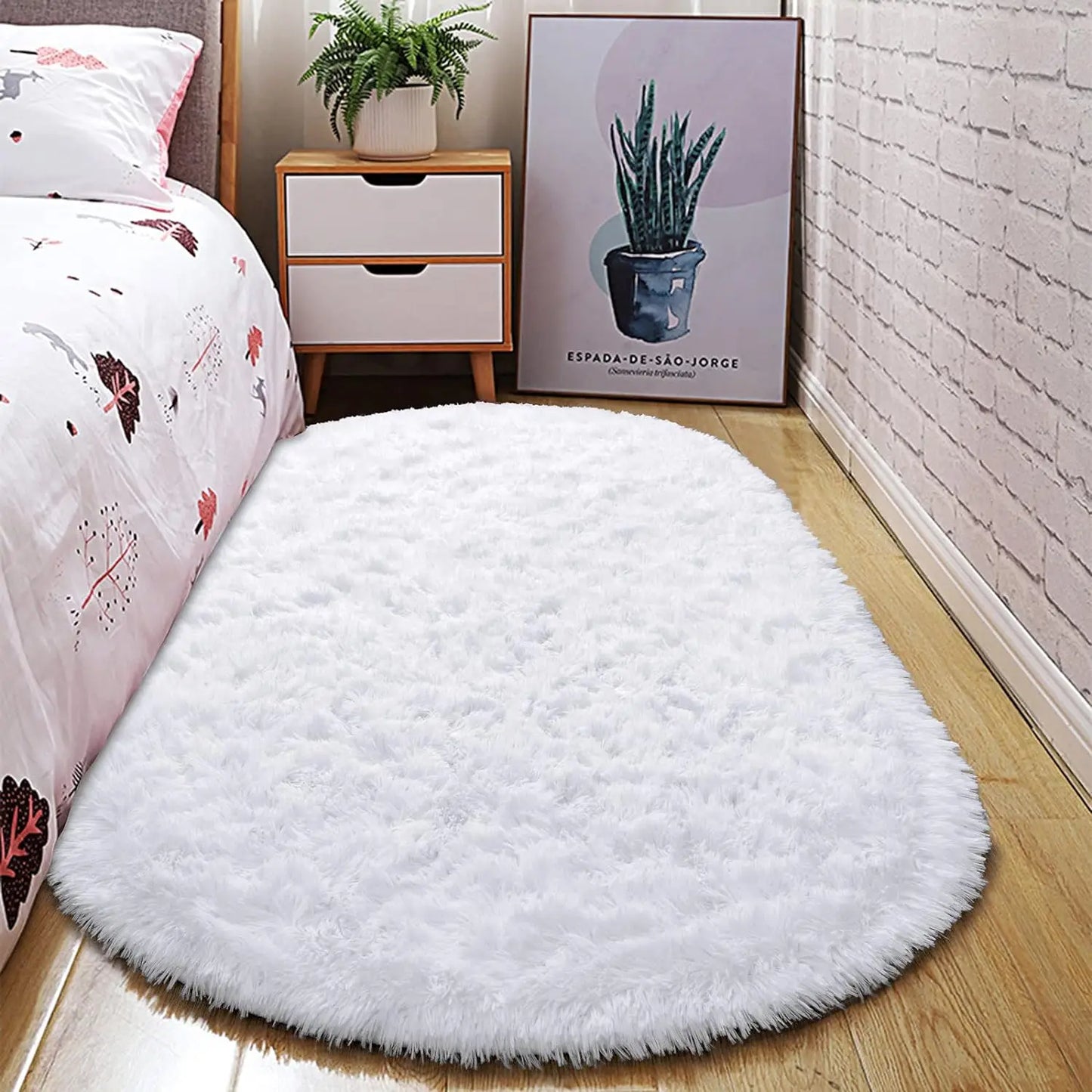 Oval Fluffy Ultra Soft Shag Area Rug for Bedroom Nursery