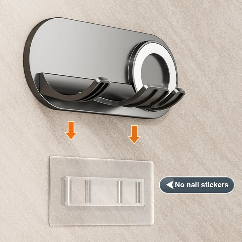 Magnetic Holder for Hair Dryer Nozzles - Drill-Free Plastic Mount, Universal Fit for Dyson/Leihen, Gray/White