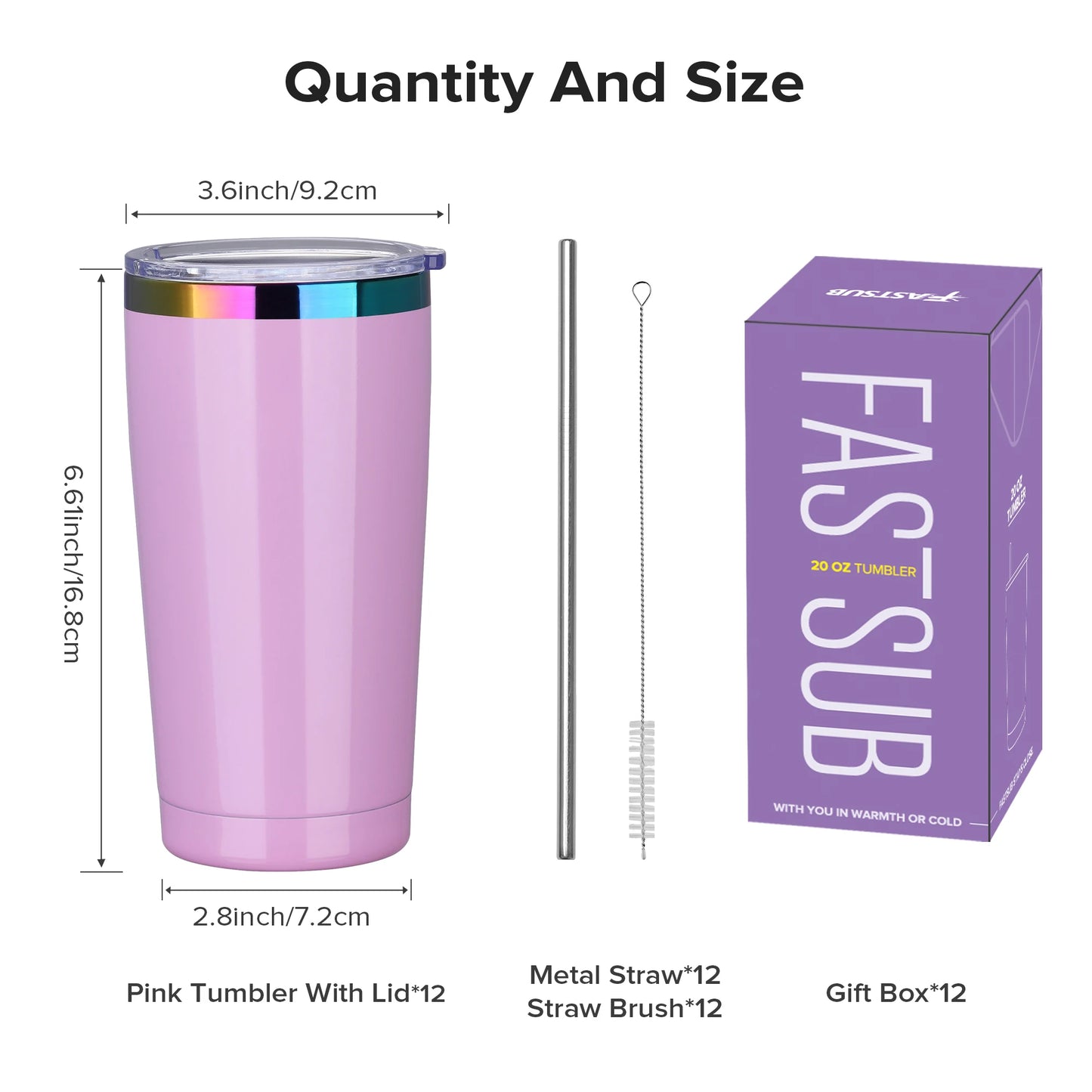 Fastsub Stainless Steel Insulated Vacuum Travel Tumblers With Lids