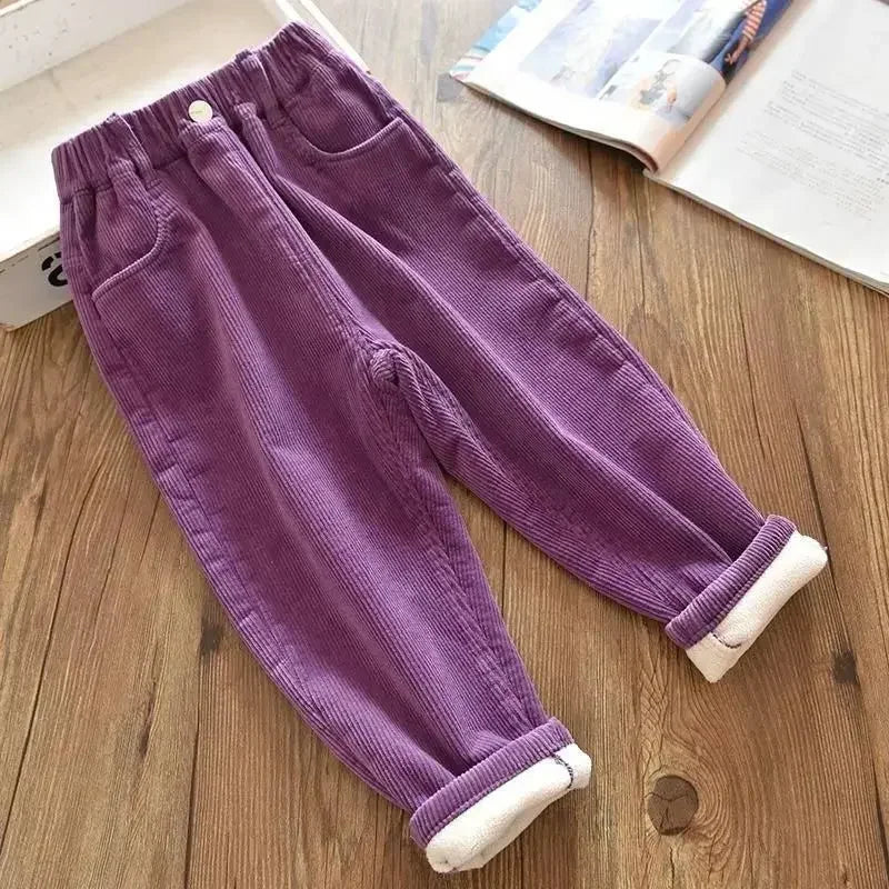 Sonkpuel Kids Warm Corduroy Pants Autumn Winter Unisex