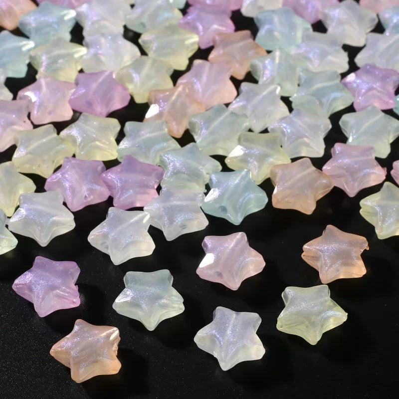 30Pcs Luminous Acrylic Beads 15mm Pentagram Loose Beads For Glow In The Dark Jewelry Making DIY Bracelet Necklace Earring