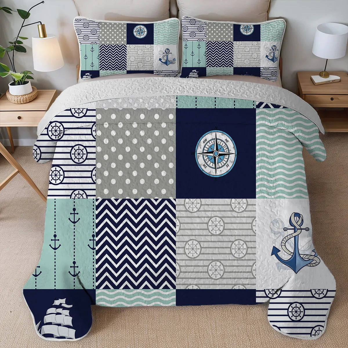 Craft of Weaving Navigation Printed Quilt Set Bedding