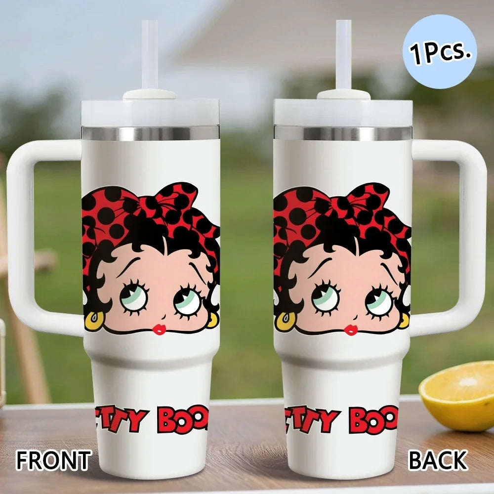Betty Boop Stainless Steel Vacuum Insulated Travel Tumbler With Straw