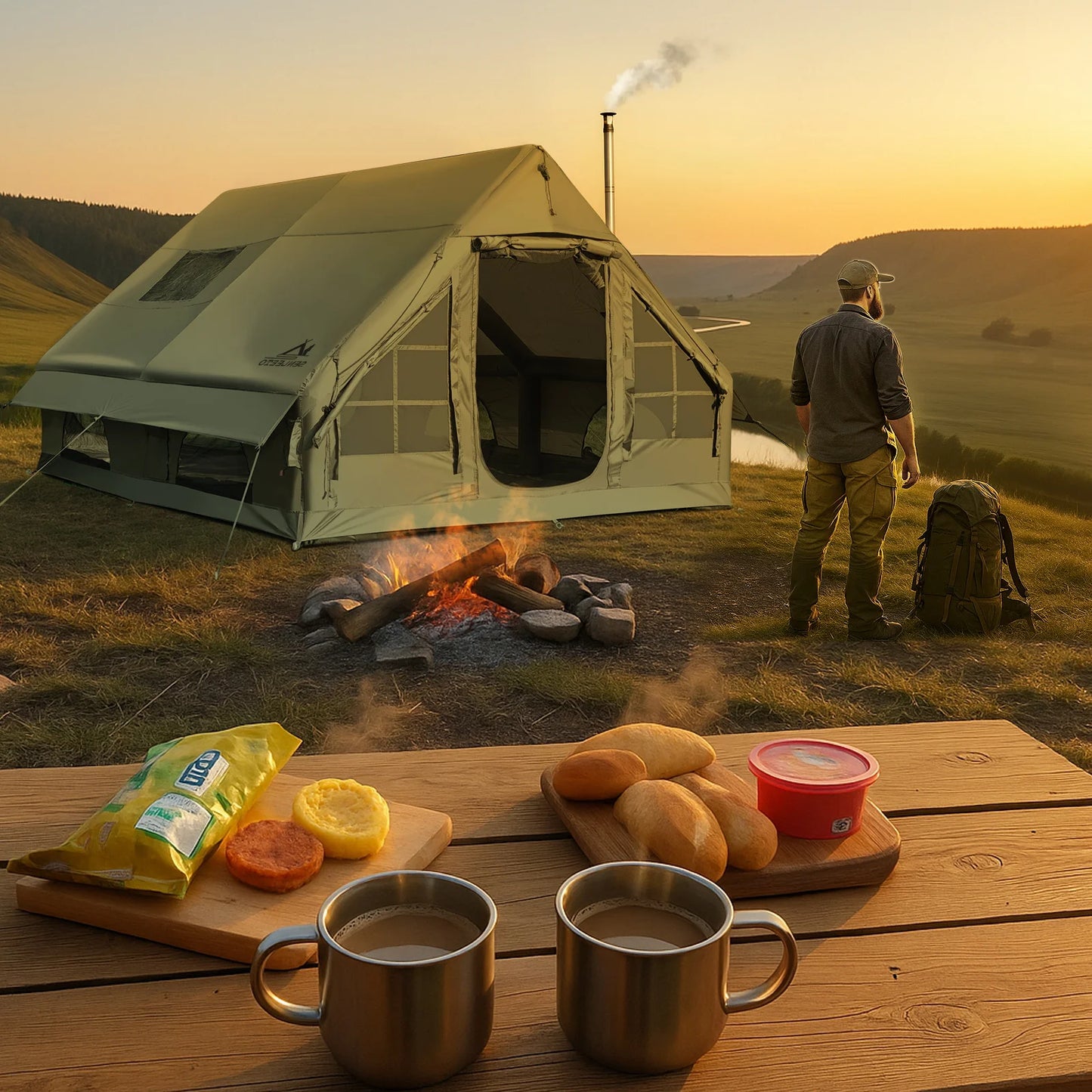 Waterproof Windproof Oxford Camping Tent With Air Vent