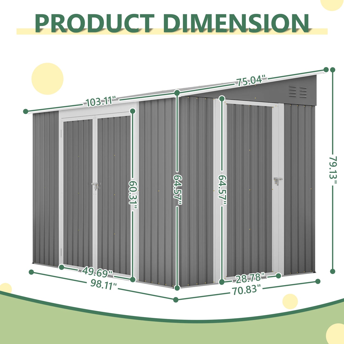 LZBEITEM Garden Tools Storage Shed With Lockable Doors