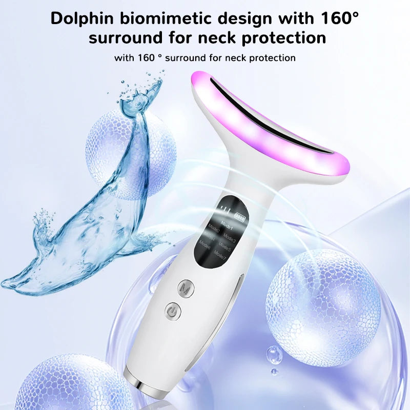 7Color Neck Face Massager Facial Massager Tool for Skin Care at HomeVibrating Face Massager with ThermalsGalvanic Machines Black