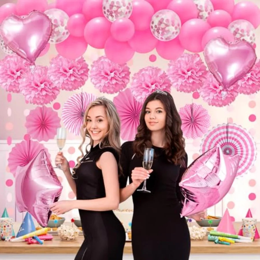 Party Decorations, Paper Pompom Balloon Garland Party Supplies for Women Girl Party Birthday Valentine's Day Baby Shower Bachel